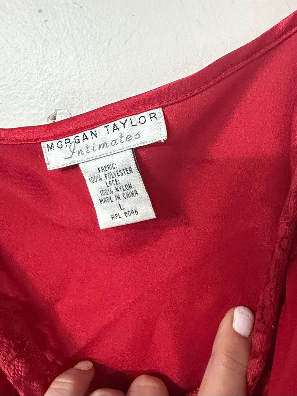 Morgan Taylor Red Satin Lace Slip Chemise - Picture 2 of 2